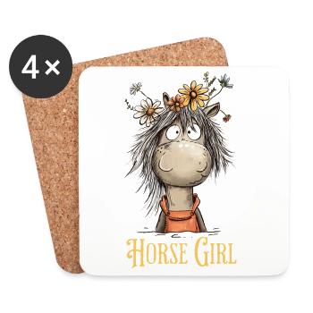 Horse Girl Horse with Wildflowers Horse Saying - Coasters (set of 4) - white - Front