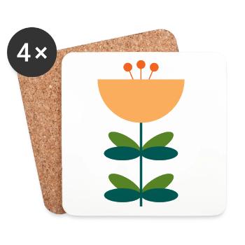 Conception d’illustration de fleur abstraite - Dessous de verre (lot de 4) - blanc - Devant