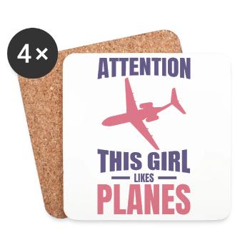 Airplane Girl - Coasters (set of 4) - white - Front