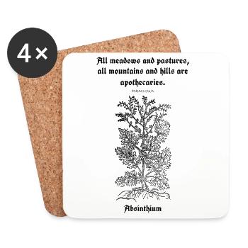 Lateinisches Zitat von Paracelsus – Absinthium Illustration - Untersetzer (4er-Set) - Weiß - Vorne