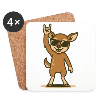 Cooles Muntjakbaby mit Sonnenbrille - Untersetzer (4er-Set) - Weiß - Vorne