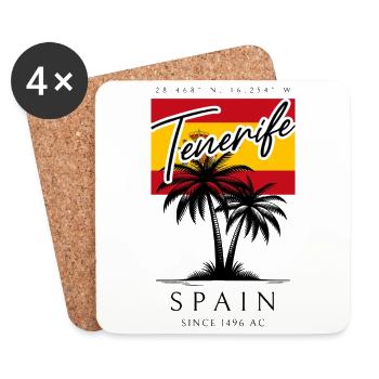 Tenerife palmiers drapeau voyage souvenir - Dessous de verre (lot de 4) - blanc - Devant
