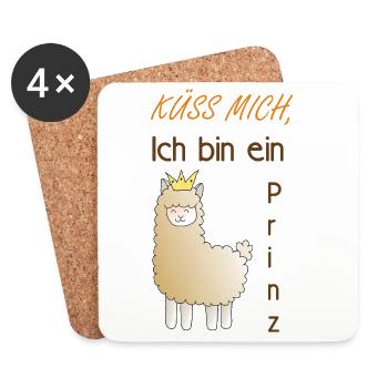 Küss mich, ich bin ein Prinz! - Untersetzer (4er-Set) - Weiß - Vorne