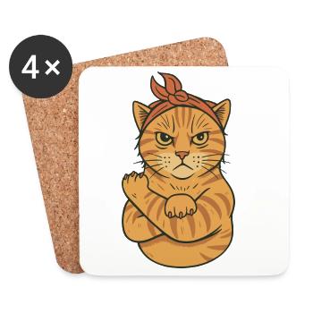 Power Cat - Untersetzer (4er-Set) - Weiß - Vorne