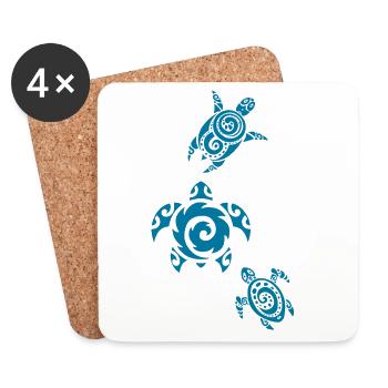 Trois tortues marines bleues - Dessous de verre (lot de 4) - blanc - Devant