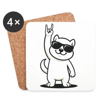 Rockin' Squirrel - Untersetzer (4er-Set) - Weiß - Vorne