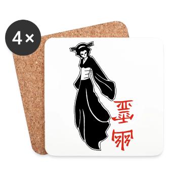 Fantôme japonais noir et blanc - Dessous de verre (lot de 4) - blanc - Devant