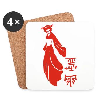 Red Japanese Ghost - Coasters (set of 4) - white - Front