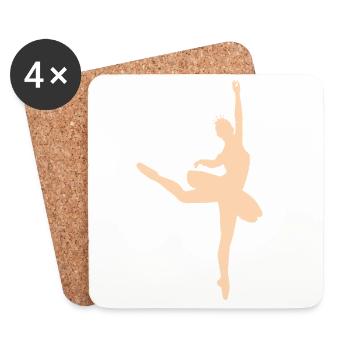 Minimalistische Ballettsilhouette Ballerina Frauen - Untersetzer (4er-Set) - Weiß - Vorne