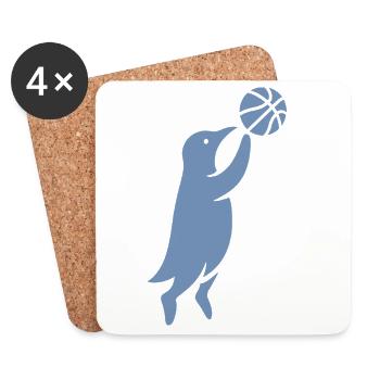 Minimalist Penguin Basketball Player Dunk - Coasters (set of 4) - white - Front