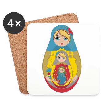 Traditional Russian Matryoshka Doll - Coasters (set of 4) - white - Front