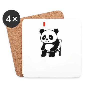 Batterie sociale faible Panda - Dessous de verre (lot de 4) - blanc - Devant