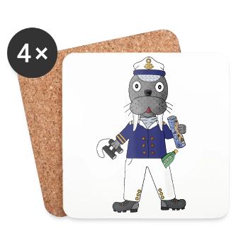 Walrus Ahoy of the Captains of the World's Oceans - Coasters (set of 4) - white - Front