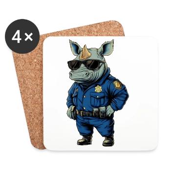 Rhinos Police / Policier Rhino - Dessous de verre (lot de 4) - blanc - Devant