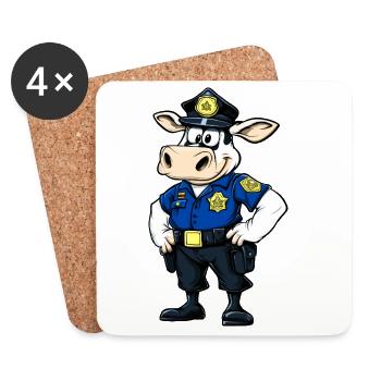 Kühe Polizei - Untersetzer (4er-Set) - Weiß - Vorne