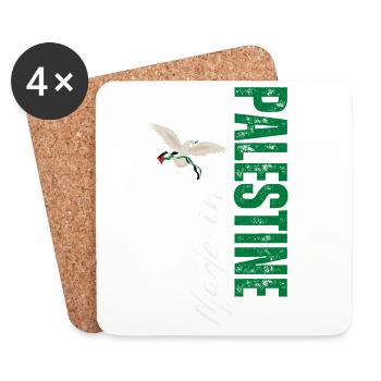 Made in Palestine, vertical design - Coasters (set of 4) - white - Front