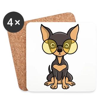 Charming Chihuahua with Glasses Illustration - Coasters (set of 4) - white - Front