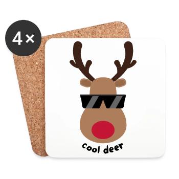 cool deer - Coasters (set of 4) - white - Front