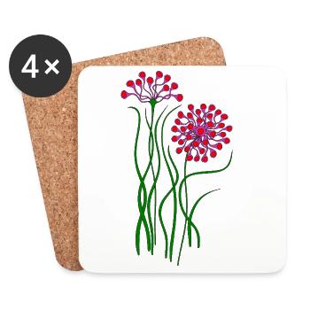 Fleur - Dessous de verre (lot de 4) - blanc - Devant