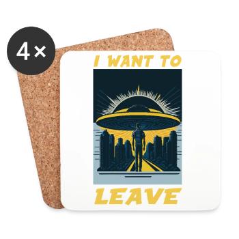 I Want To Leave Humour Burn Out & Escape - Coasters (set of 4) - white - Front