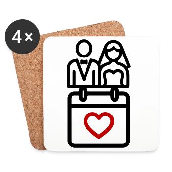 Bride and groom Wedding - Coasters (set of 4) - white - Front