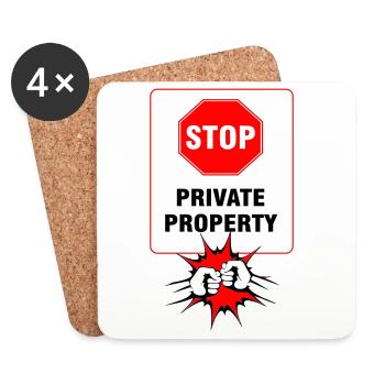 Signalisation de Propriété Privée - Dessous de verre (lot de 4) - blanc - Devant