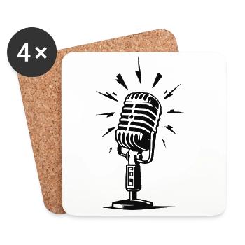 Design de microphone vintage - Style de musique rétro - Dessous de verre (lot de 4) - blanc - Devant