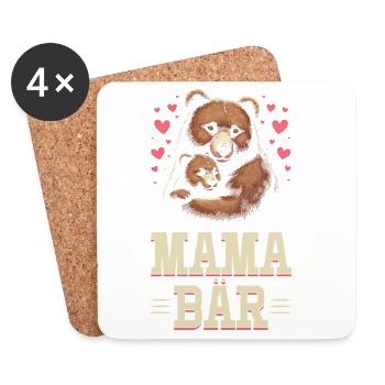 Mama Bear Fête des Mères Mère Parent Mama Bear - Dessous de verre (lot de 4) - blanc - Devant