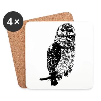 Hibou - Dessous de verre (lot de 4) - blanc - Devant