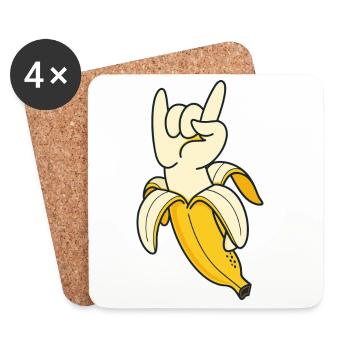 Banana Hand Gesture Illustration - Coasters (set of 4) - white - Front
