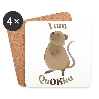 i am quOKka – cute Quokka pun design - Coasters (set of 4) - white - Front