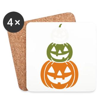 Halloween jack-o'-lantern motif - Coasters (set of 4) - white - Front