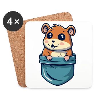 Hamster in der Tasche süßes und lustiges Geschenk - Untersetzer (4er-Set) - Weiß - Vorne