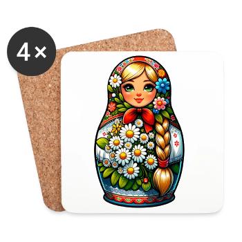  Matroschka auf russisch Matryoshka Doll Russian - Untersetzer (4er-Set) - Weiß - Vorne