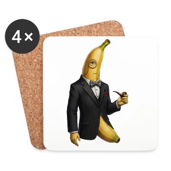 Banane élégante avec smoking et monocle - Dessous de verre (lot de 4) - blanc - Devant