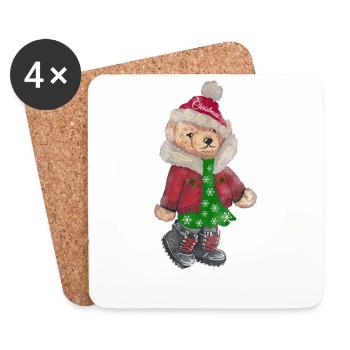 Christmas Bear, Christmas gift - Coasters (set of 4) - white - Front