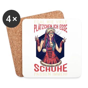 Weihnachtsgeschenk Frauen Plätzchen Lustig Idee - Untersetzer (4er-Set) - Weiß - Vorne