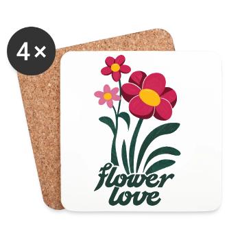 Blumen illustration Flower Love Blumen Liebe - Untersetzer (4er-Set) - Weiß - Vorne