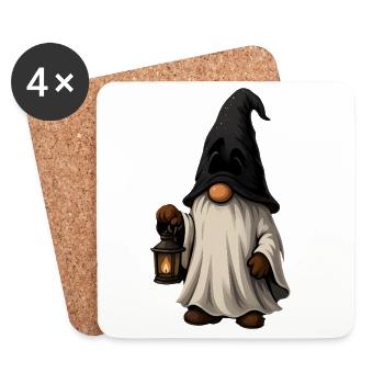 Sorcier de conte de fées avec lanterne - Dessous de verre (lot de 4) - blanc - Devant