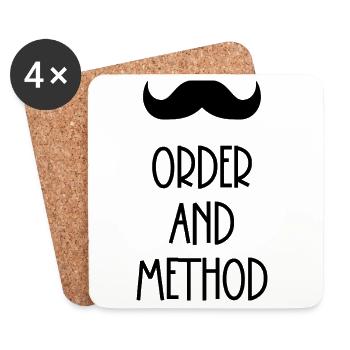 Order and method Poirot mustache - Coasters (set of 4) - white - Front