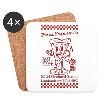 Retro-Maskottchen Espresso-Pizza - Untersetzer (4er-Set) - Weiß - Vorne