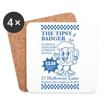 The Tipsy Badger Mascot - Coasters (set of 4) - white - Front