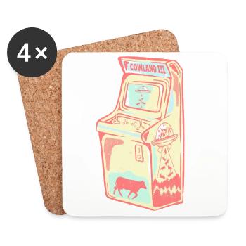 Arcade rétro vache extraterrestre - Dessous de verre (lot de 4) - blanc - Devant