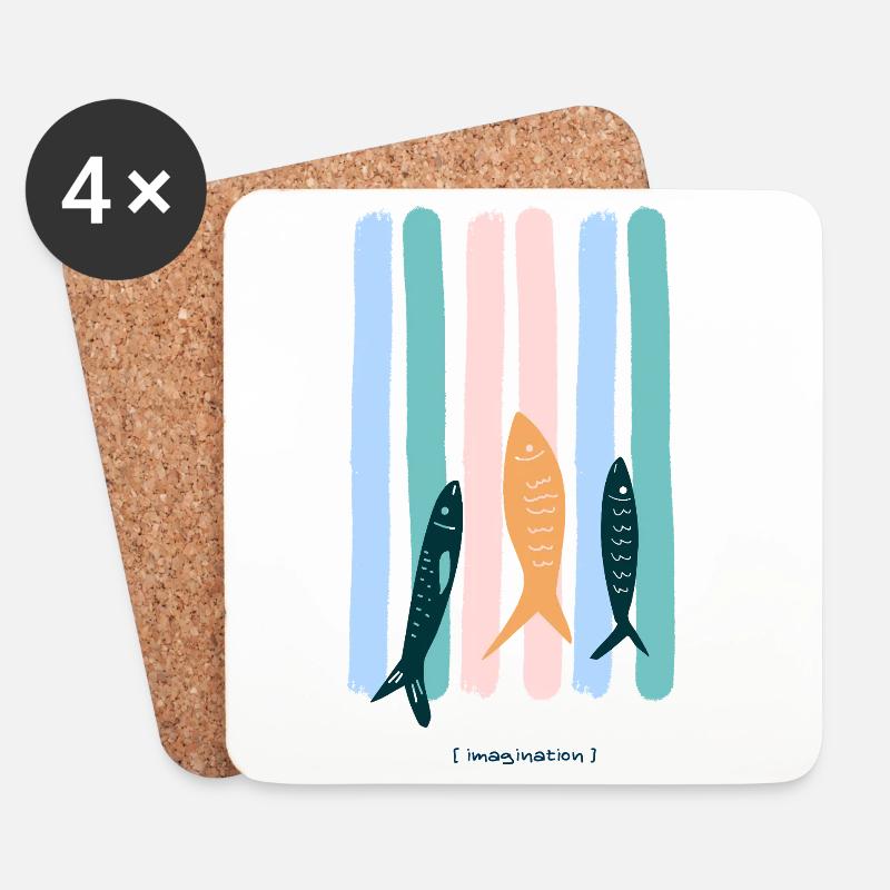 Sardinen Streifen - Untersetzer (4er-Set) - Weiß