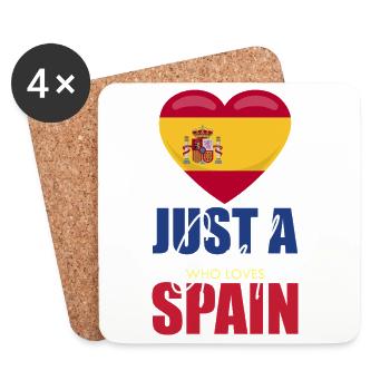 Herzflagge Spanien Liebesmotiv - Untersetzer (4er-Set) - Weiß - Vorne