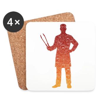 Outdoor Kochen Kunstwerk Grillen Liebhaber - Untersetzer (4er-Set) - Weiß - Vorne