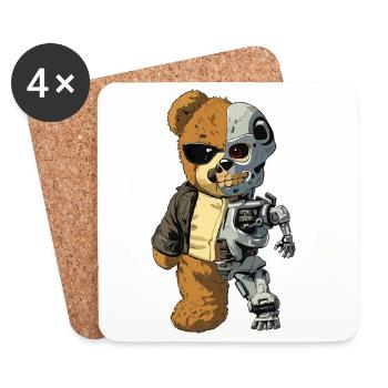 Ours Robot Cyborg - Dessous de verre (lot de 4) - blanc - Devant