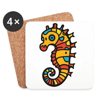 Seahorse Halloween Zombie - Coasters (set of 4) - white - Front