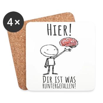 Something fell down for you - brain - saying - Coasters (set of 4) - white - Front