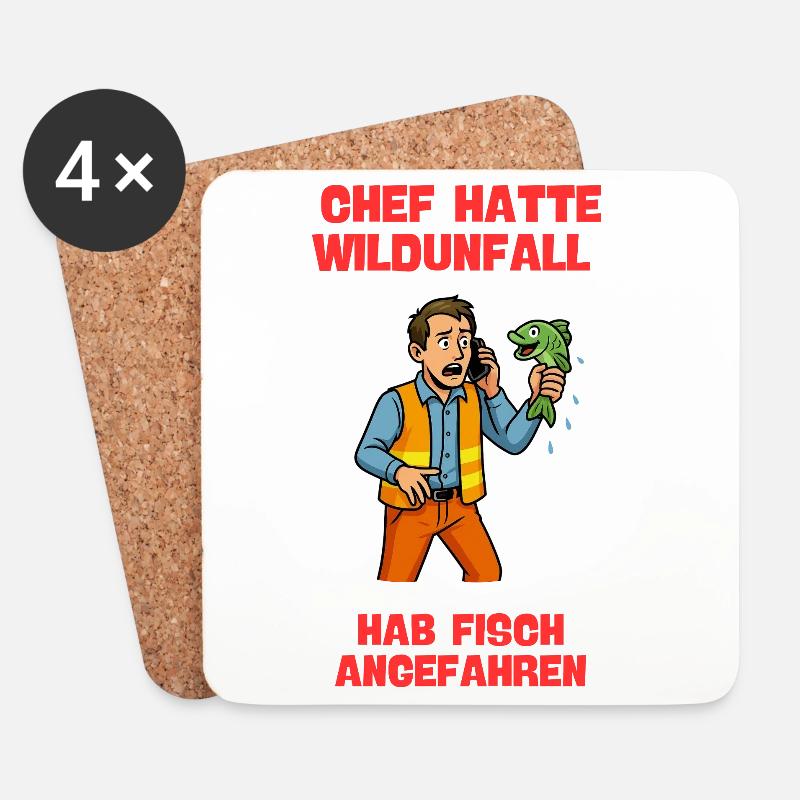 Chef Hatte Wildunfall Fisch Angefahren - Untersetzer (4er-Set) - Weiß
